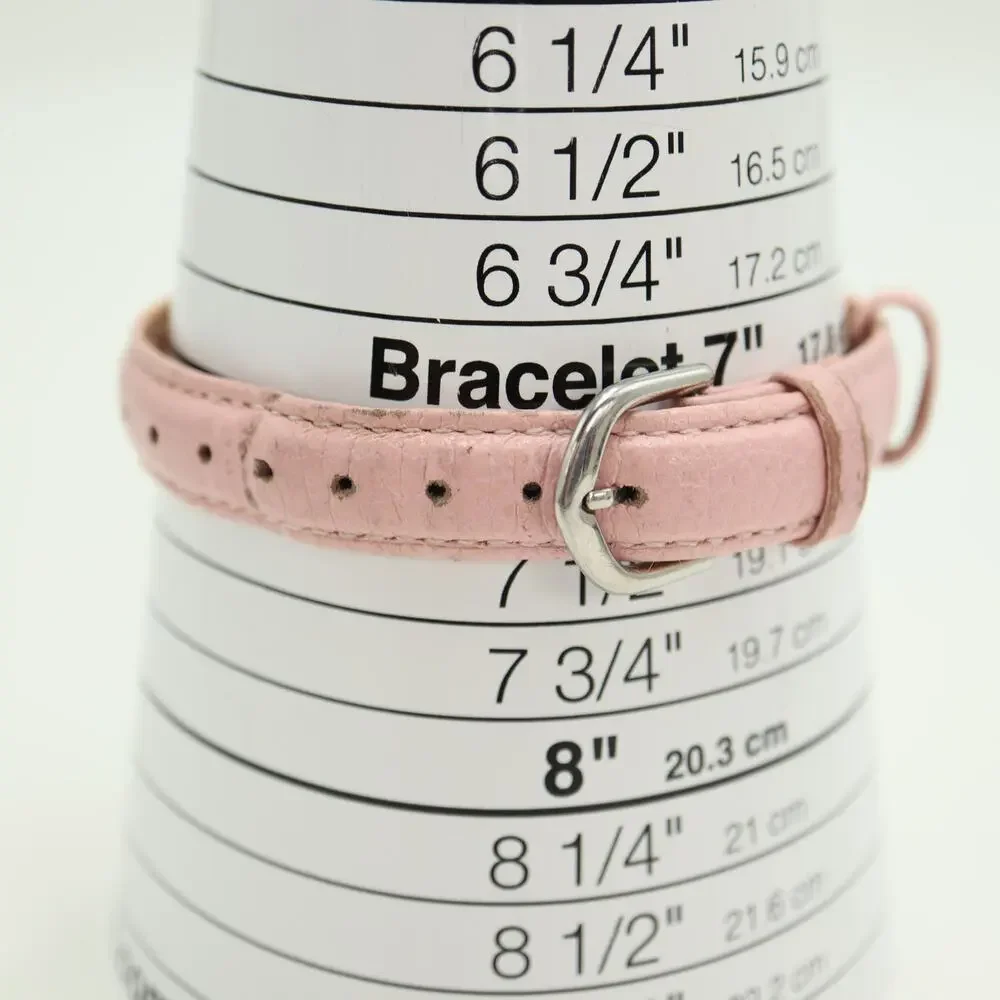 Timex Indiglo Pink Backlight Womens Silver Tone 25mm Watch Leather w New Battery